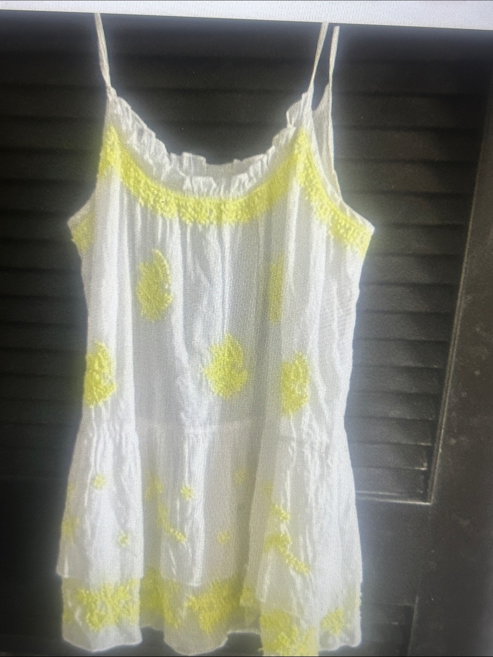 White & Yellow Embroidered Spaghetti-Strap Kids Dress by